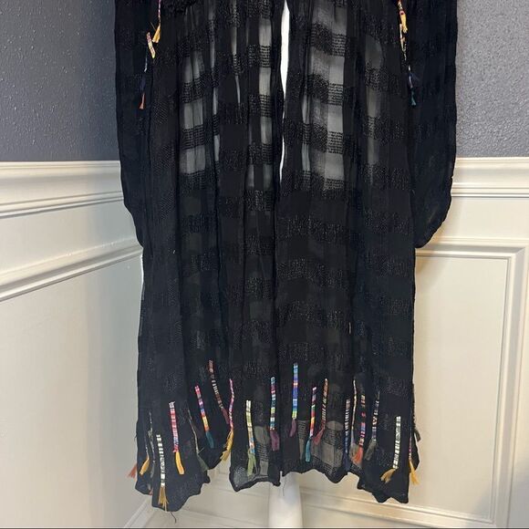 Zara Artsy Embroidered Button Front Kimono Duster - Picture 8 of 16